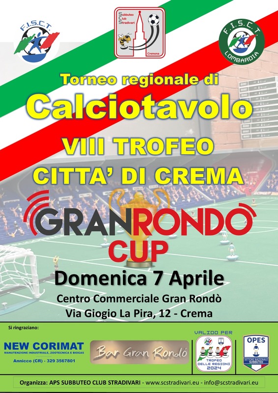 Domenica 7 aprile a Crema prenderà il via l’8a edizione del Trofeo ‘Gran Rondò Cup’