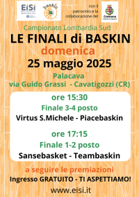 Domenica 25 maggio al PalaCava le finali del Baskin
