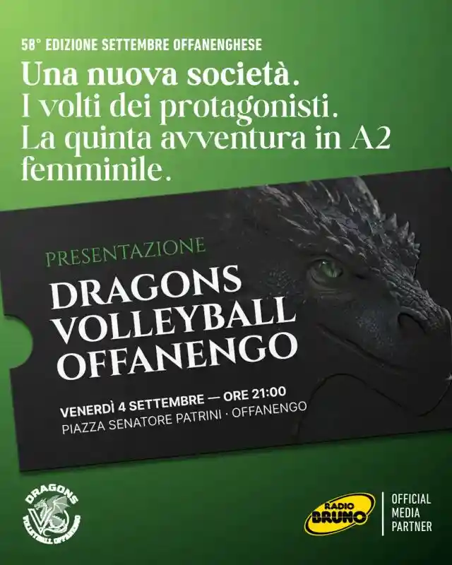 Venerdì 4 settembre la presentazione a Offanengo della Dragons Offanengo Volley